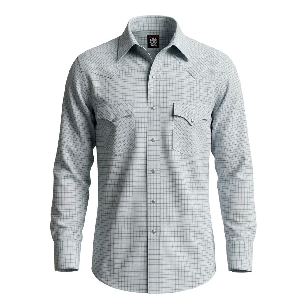 Karman‎ Mens M Western Cowboy Saloon Retro Outdoors Minimalist Pearl Snap Shirt
